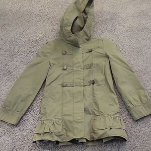 GAP Green Hooded Raincoat with Flared Hem